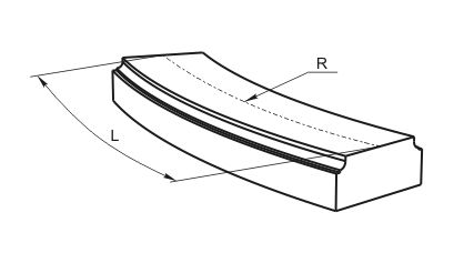 Основание балюстрады радиусное R=2100 мм (профиль от ОБ-10.100 ОБ-11.210 R - архитектурный бетон Вландо ®
