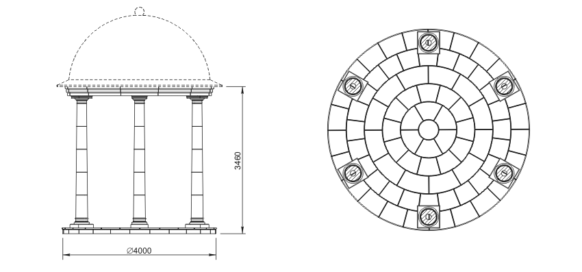 Беседка ротонда чертеж