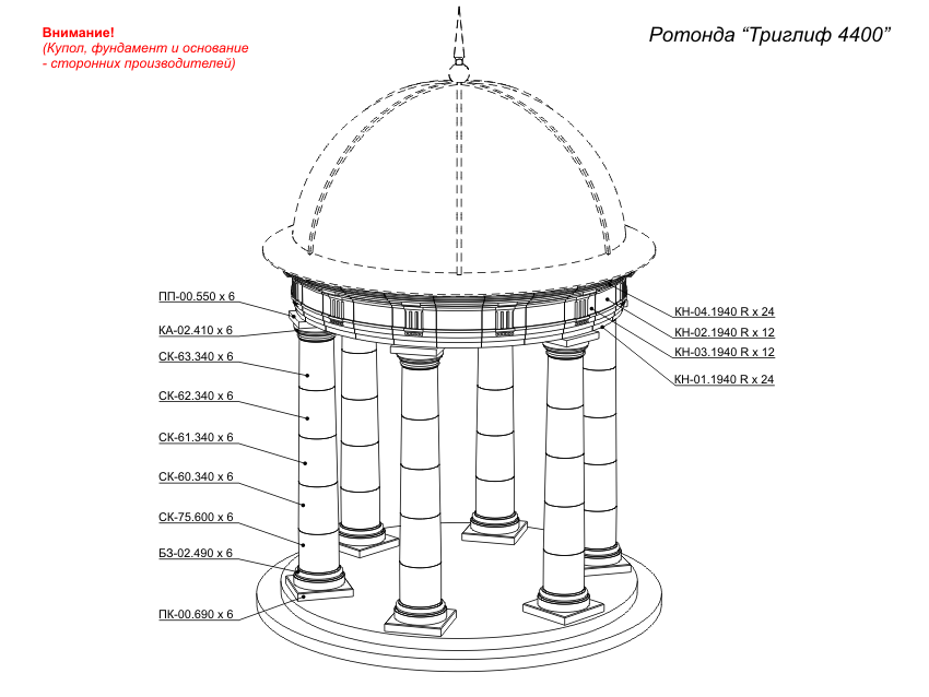 Ротонда беседка чертеж