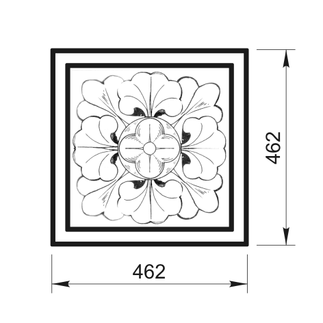 Цветок - квадратный барельеф на стену 462х462 ДД-00.460 - архитектурный бетон Вландо ®