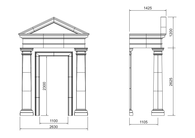 Портик на вход | фасадный декор | архитектурный бетон